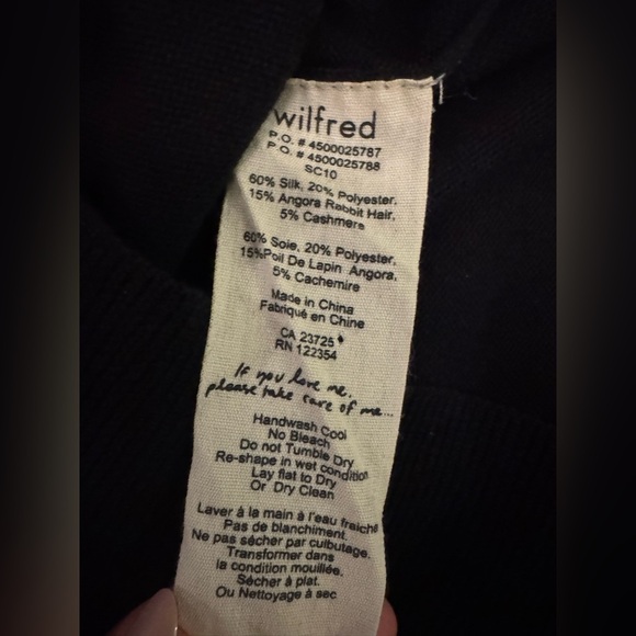 ARITZIA Wilfred Silk Rabbit Hair Cashmere Sweater Black Open Back Pullover XS - Picture 7 of 7